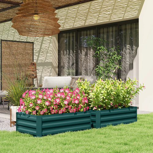 Galvanized Raised Garden Beds, Outdoor Planter Box, Green