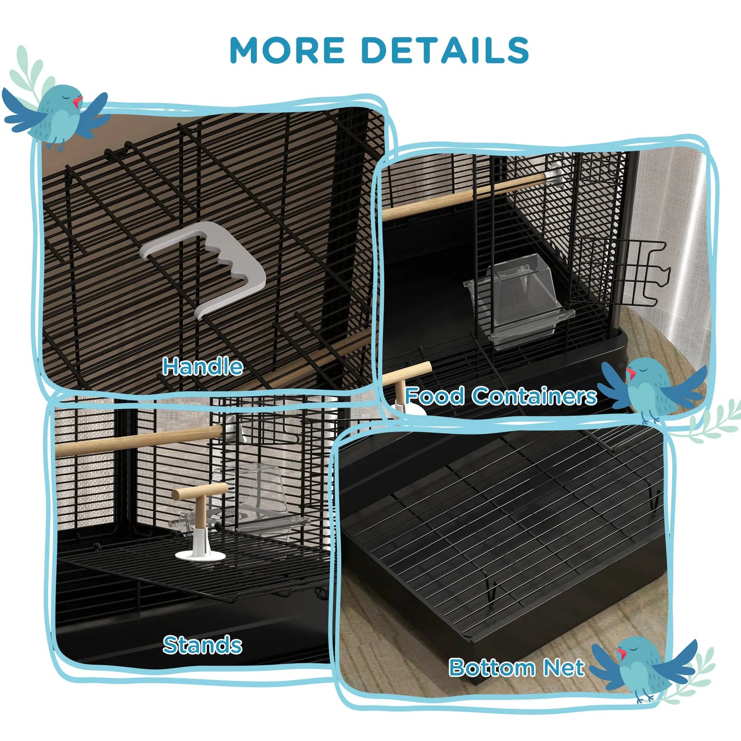 22" Bird Cage for Budgies, Finches, Canaries, Black Bird Cages at Gallery Canada