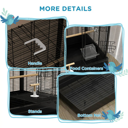 22" Bird Cage for Budgies, Finches, Canaries, Black Bird Cages at Gallery Canada
