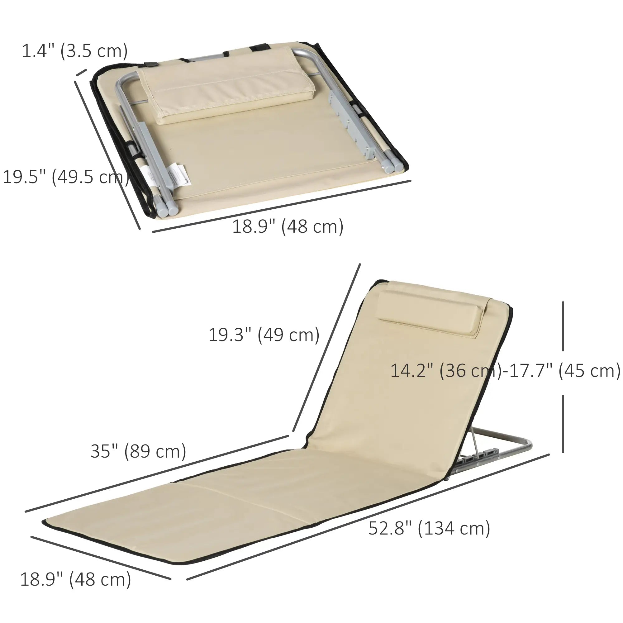 Beach Lounge Chair Set, 2 Pieces, Folding Chaise, Beige Beach Accessories at Gallery Canada