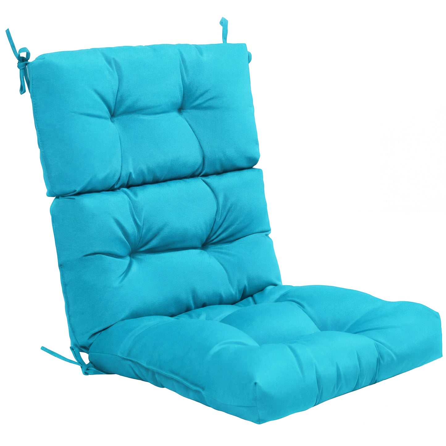 Tufted Patio High Back Chair Cushion with Non-Slip String Ties, Turquoise Outdoor Furniture Accessories at Gallery Canada