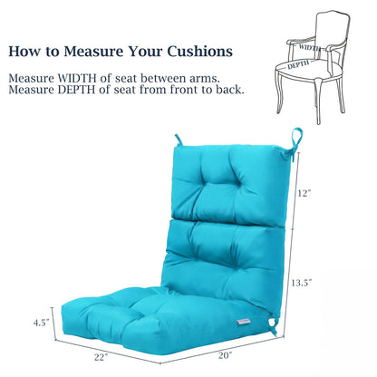 Tufted Patio High Back Chair Cushion with Non-Slip String Ties, Turquoise Outdoor Furniture Accessories at Gallery Canada