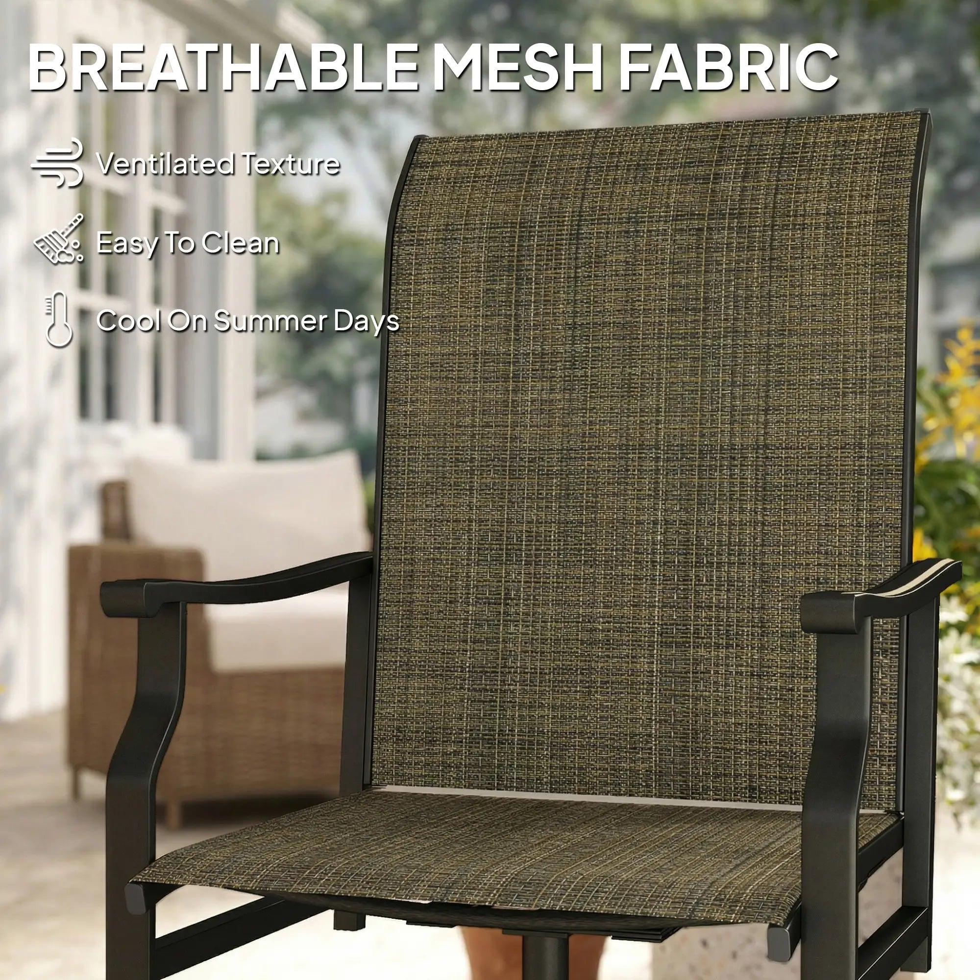 Swivel Rocker Outdoor Chair Set Of 2, High Back, Brown Bistro Sets at Gallery Canada
