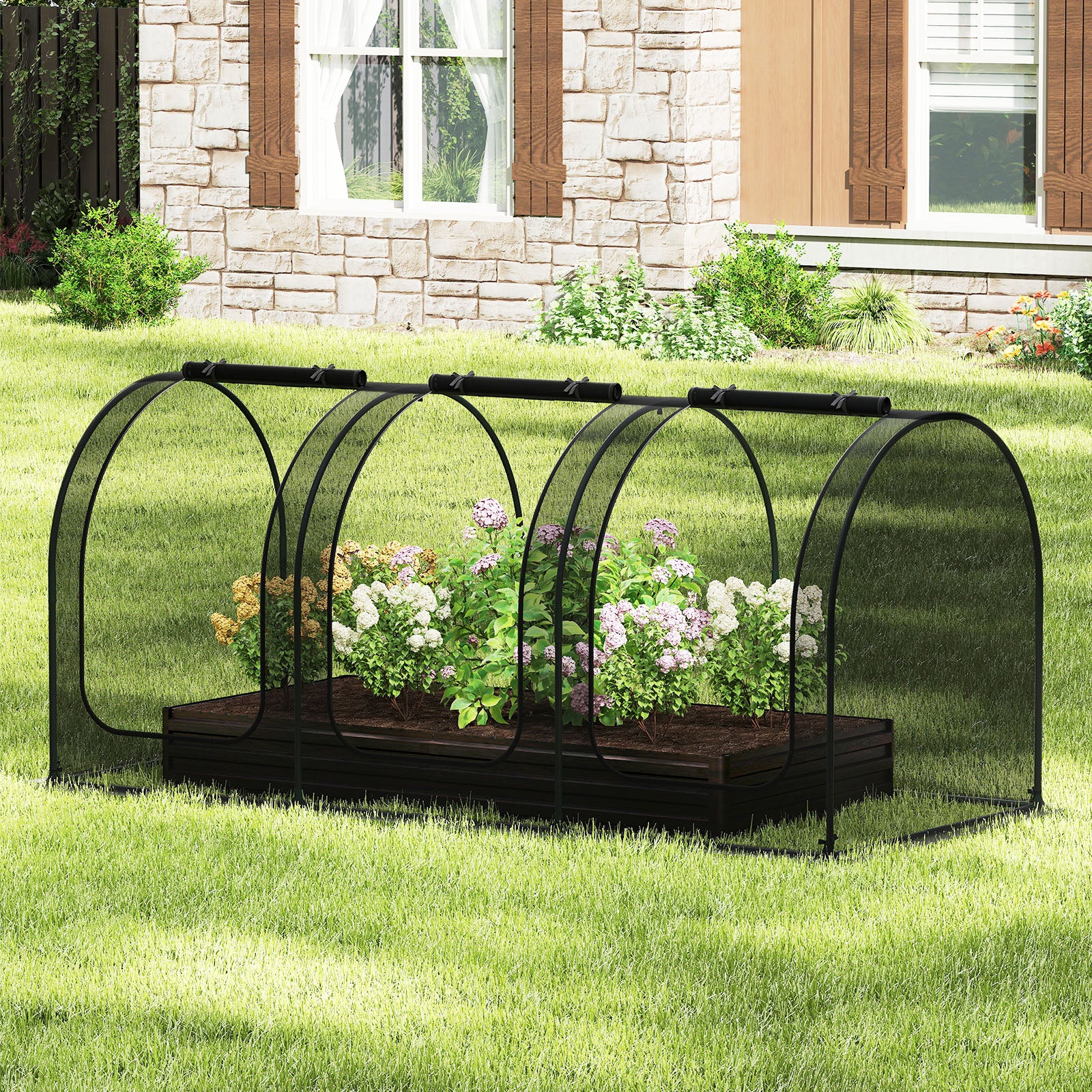Tunnel Crop Cage Large Portable Plant Protection Tent with 3 Roll-up Zippered Doors Greenhouses at Gallery Canada