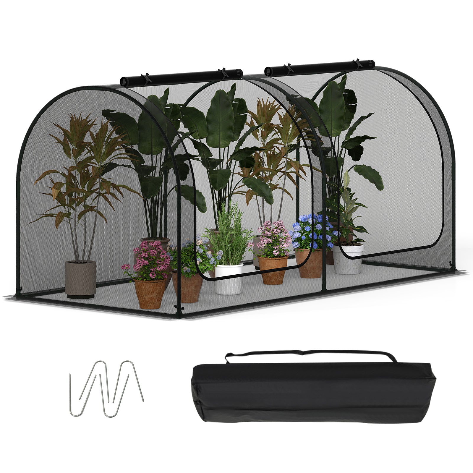 Tunnel Crop Cage Large Portable Plant Protection Tent with 2 Roll-up Zippered Doors Greenhouses Options at Gallery Canada