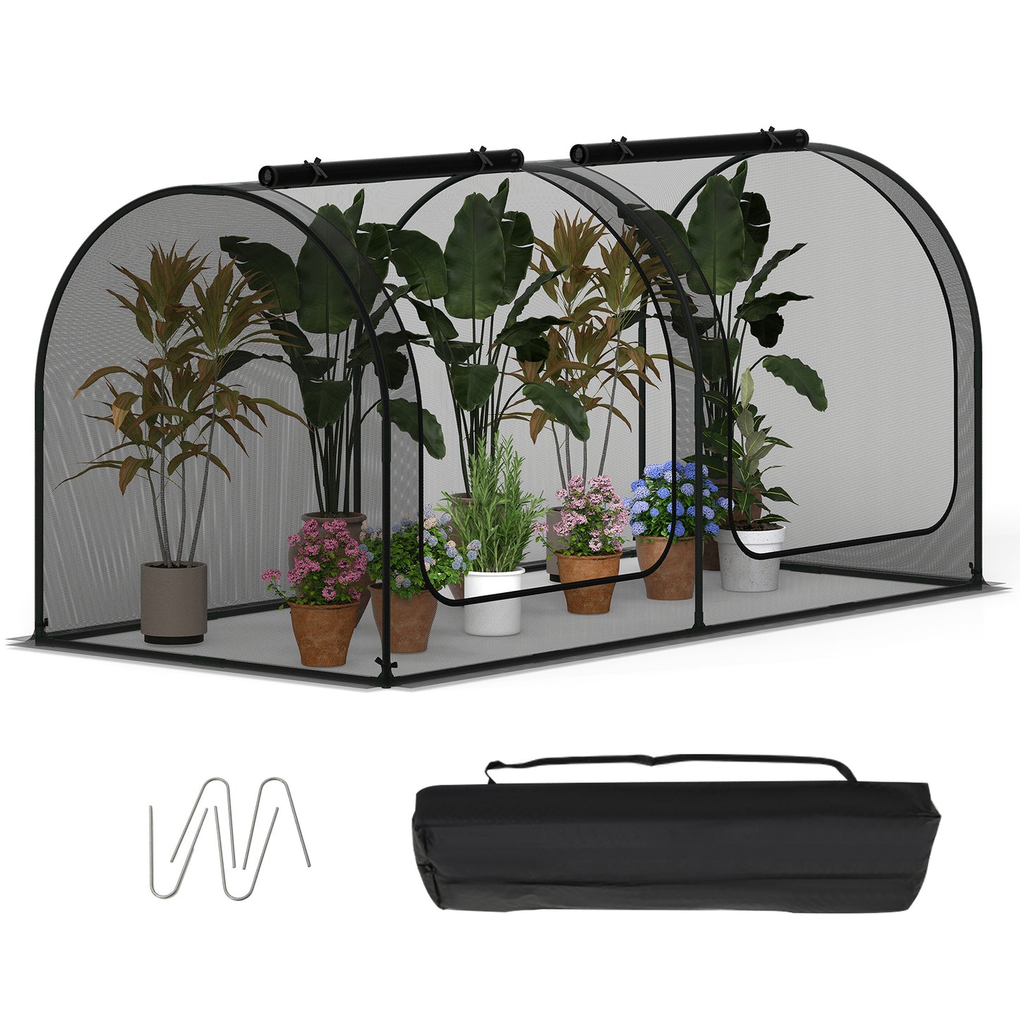 Tunnel Crop Cage Large Portable Plant Protection Tent with 2 Roll-up Zippered Doors Greenhouses Options at Gallery Canada