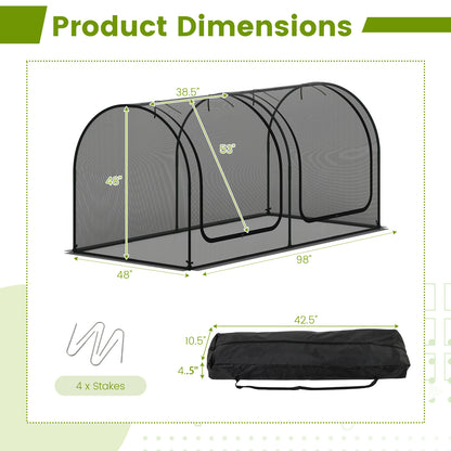 Tunnel Crop Cage Large Portable Plant Protection Tent with 2 Roll-up Zippered Doors Greenhouses at Gallery Canada