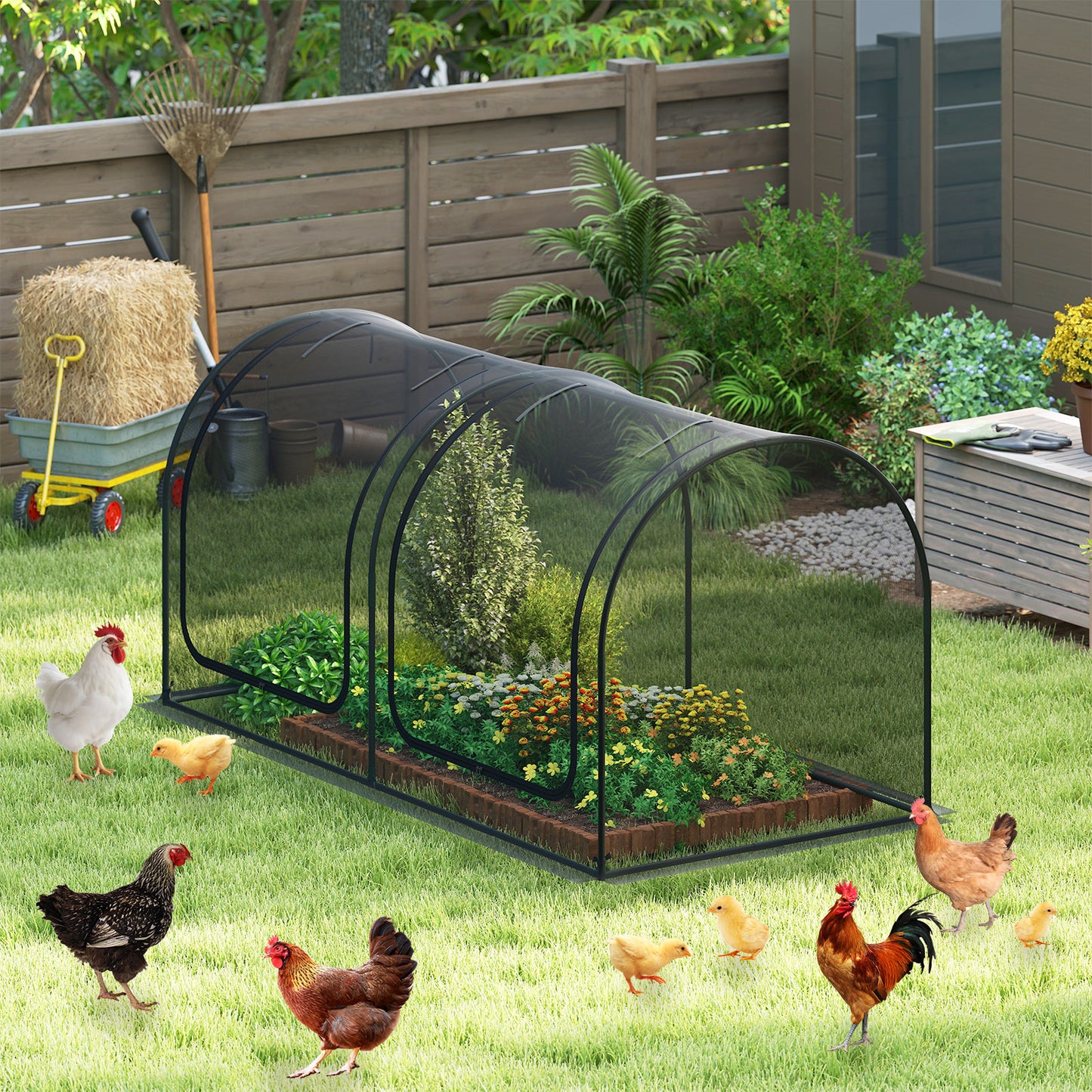 Tunnel Crop Cage Large Portable Plant Protection Tent with 2 Roll-up Zippered Doors Greenhouses at Gallery Canada