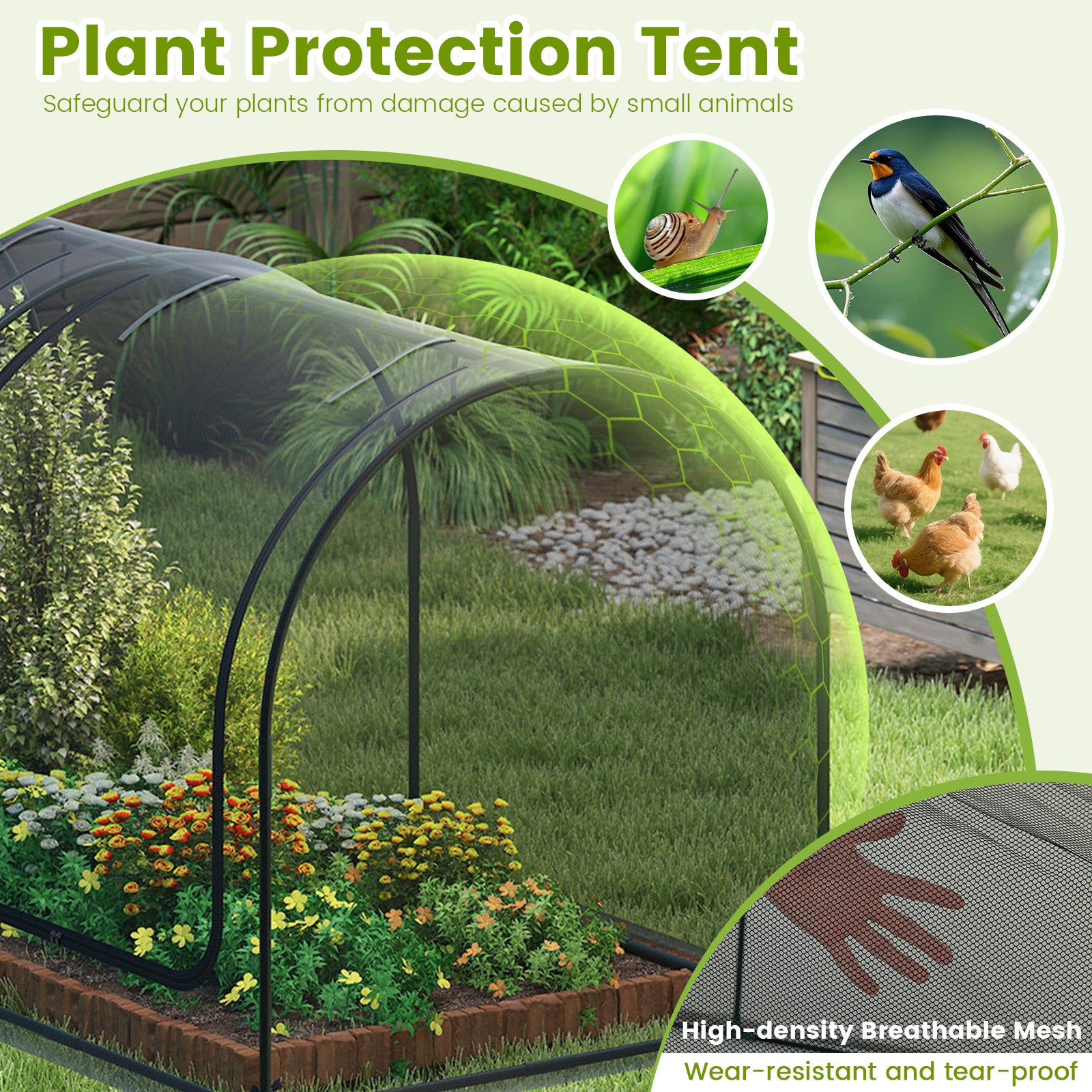 Tunnel Crop Cage Large Portable Plant Protection Tent with 2 Roll-up Zippered Doors Greenhouses at Gallery Canada