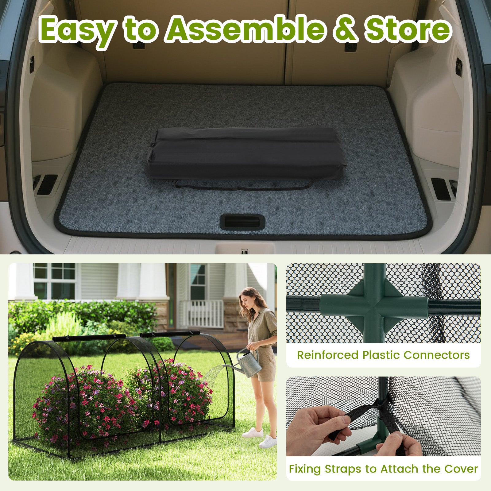 Tunnel Crop Cage Large Portable Plant Protection Tent with 2 Roll-up Zippered Doors Greenhouses at Gallery Canada