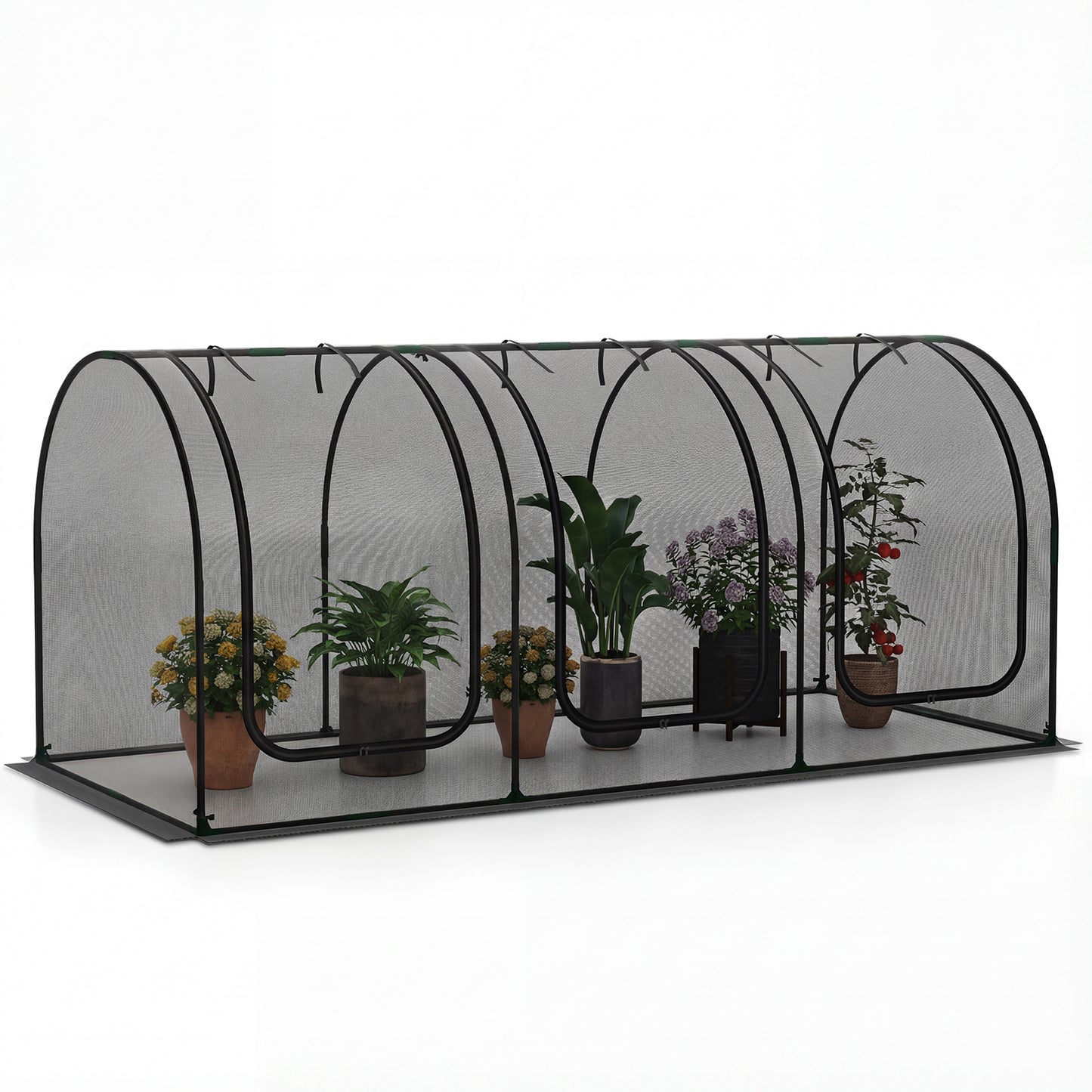 Tunnel Crop Cage Large Portable Plant Protection Tent with 3 Roll-up Zippered Doors Greenhouses Options at Gallery Canada
