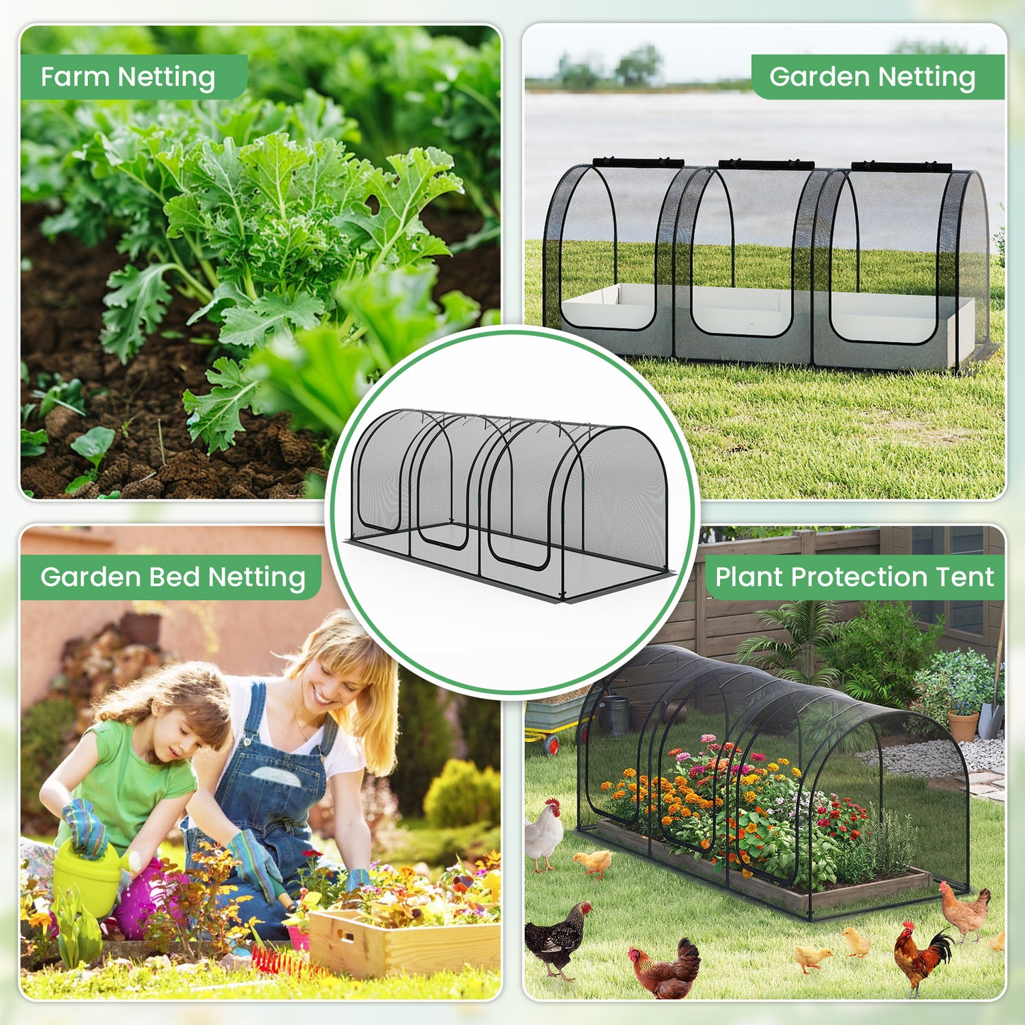 Tunnel Crop Cage Large Portable Plant Protection Tent with 3 Roll-up Zippered Doors Greenhouses at Gallery Canada