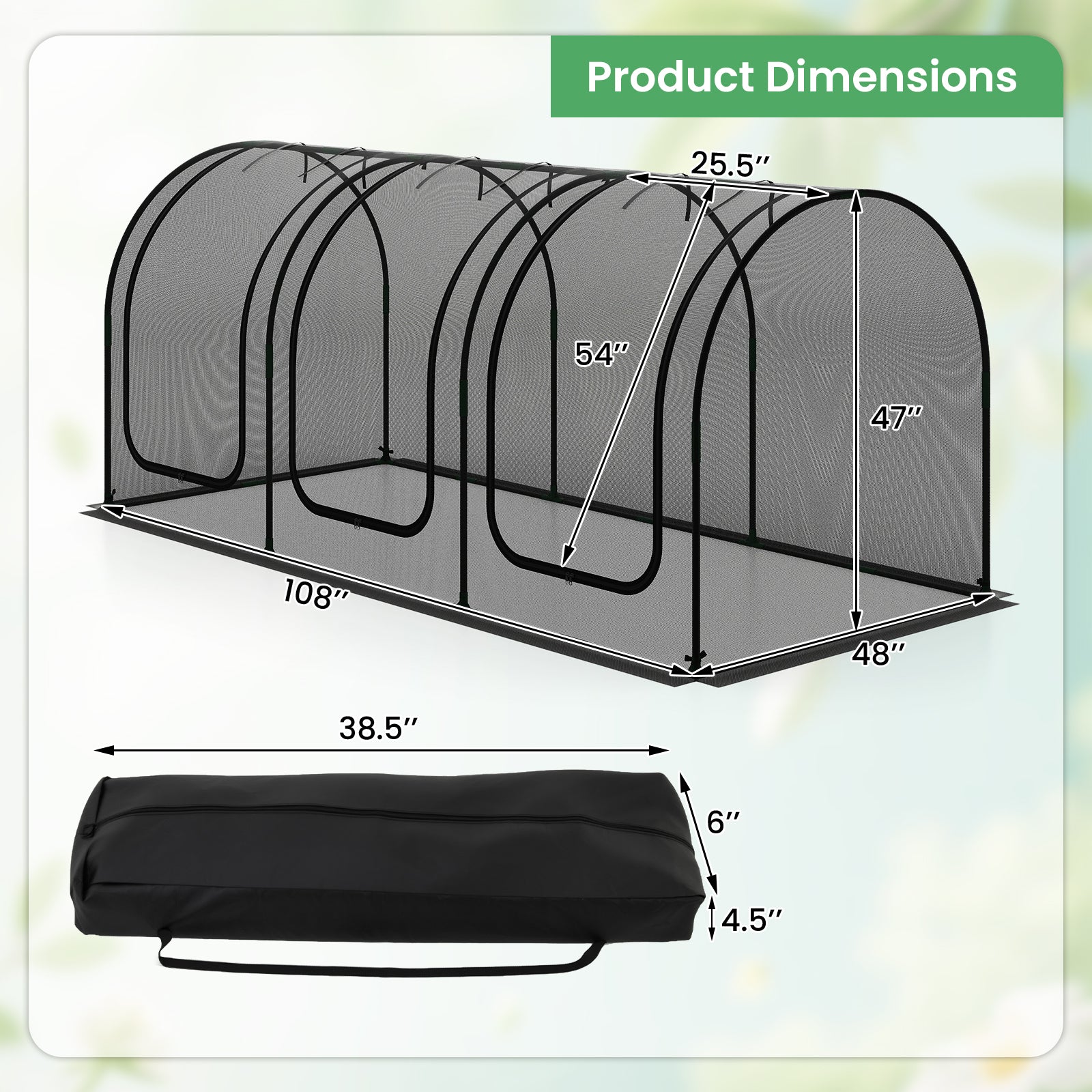 Tunnel Crop Cage Large Portable Plant Protection Tent with 3 Roll-up Zippered Doors Greenhouses at Gallery Canada