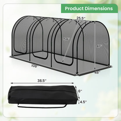 Tunnel Crop Cage Large Portable Plant Protection Tent with 3 Roll-up Zippered Doors Greenhouses at Gallery Canada