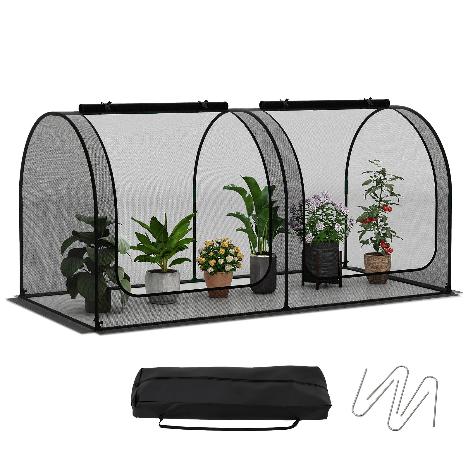 Tunnel Crop Cage Large Portable Plant Protection Tent with 2 Roll-up Zippered Doors Greenhouses at Gallery Canada