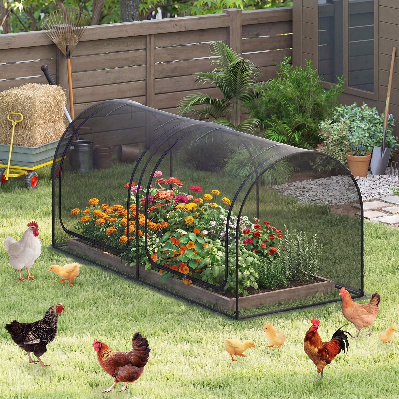Tunnel Crop Cage Large Portable Plant Protection Tent with 2 Roll-up Zippered Doors Greenhouses at Gallery Canada