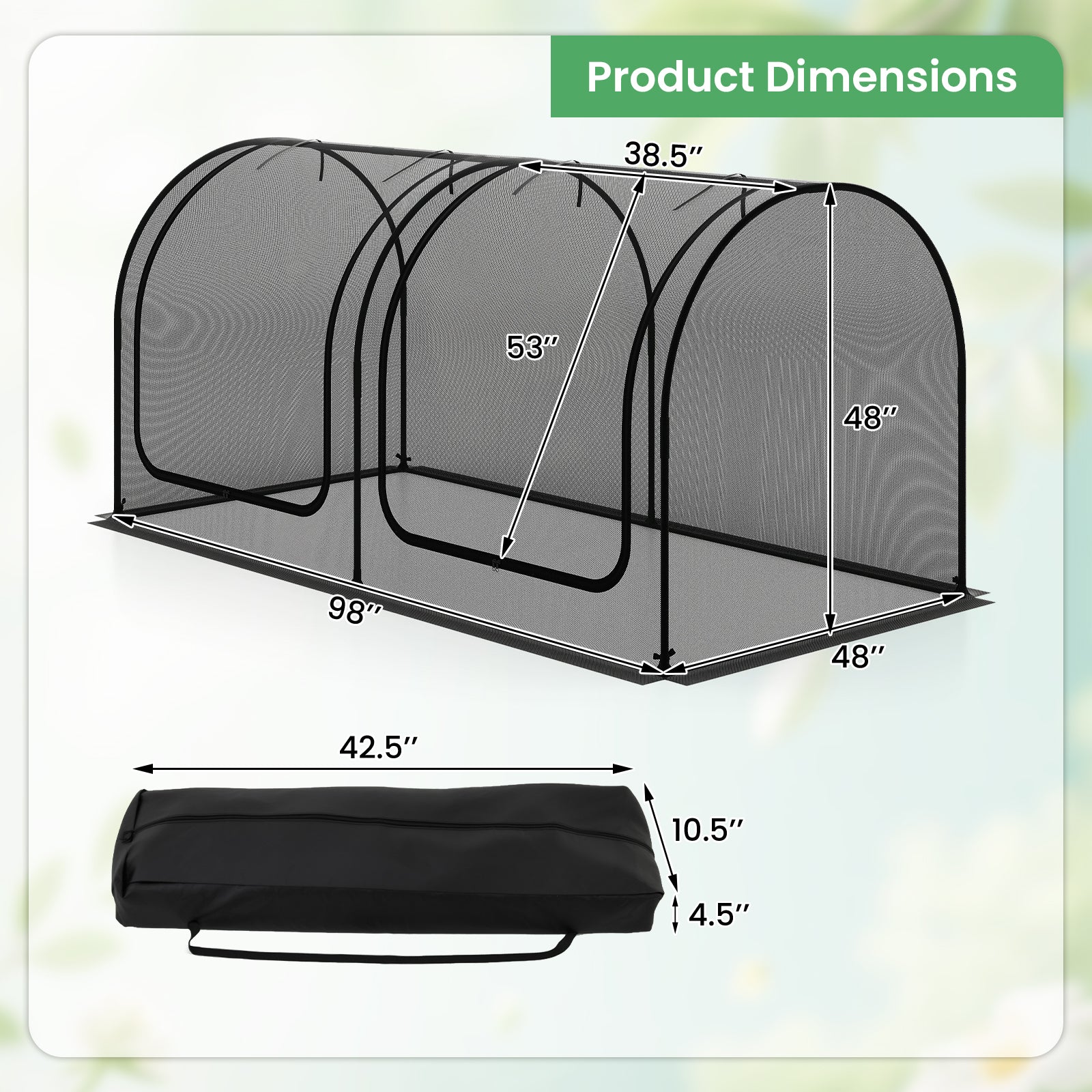 Tunnel Crop Cage Large Portable Plant Protection Tent with 2 Roll-up Zippered Doors Greenhouses at Gallery Canada
