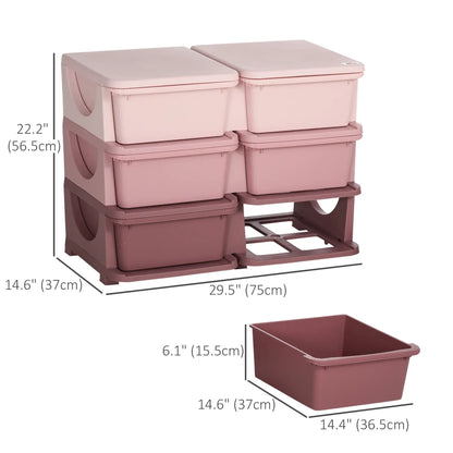 3 Tier Toy Organizer, 6 Plastic Drawers, Pink Baby & Kids Storage at Gallery Canada