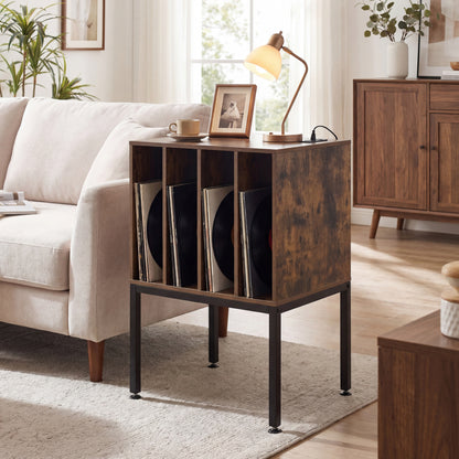 Turntable Record Player Stand With Power Outlets, Rustic Brown End & Side Tables at Gallery Canada