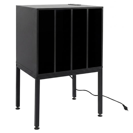 Turntable Record Player Stand With Power Outlets, Black End & Side Tables Black at Gallery Canada