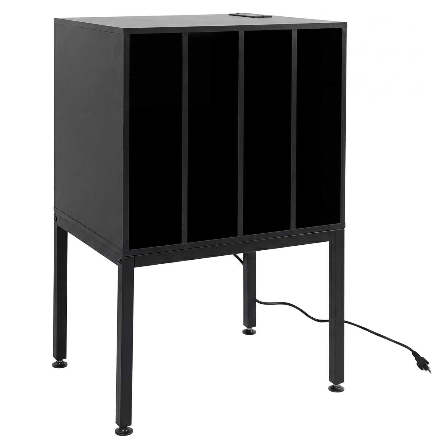 Turntable Record Player Stand With Power Outlets, Black End & Side Tables at Gallery Canada