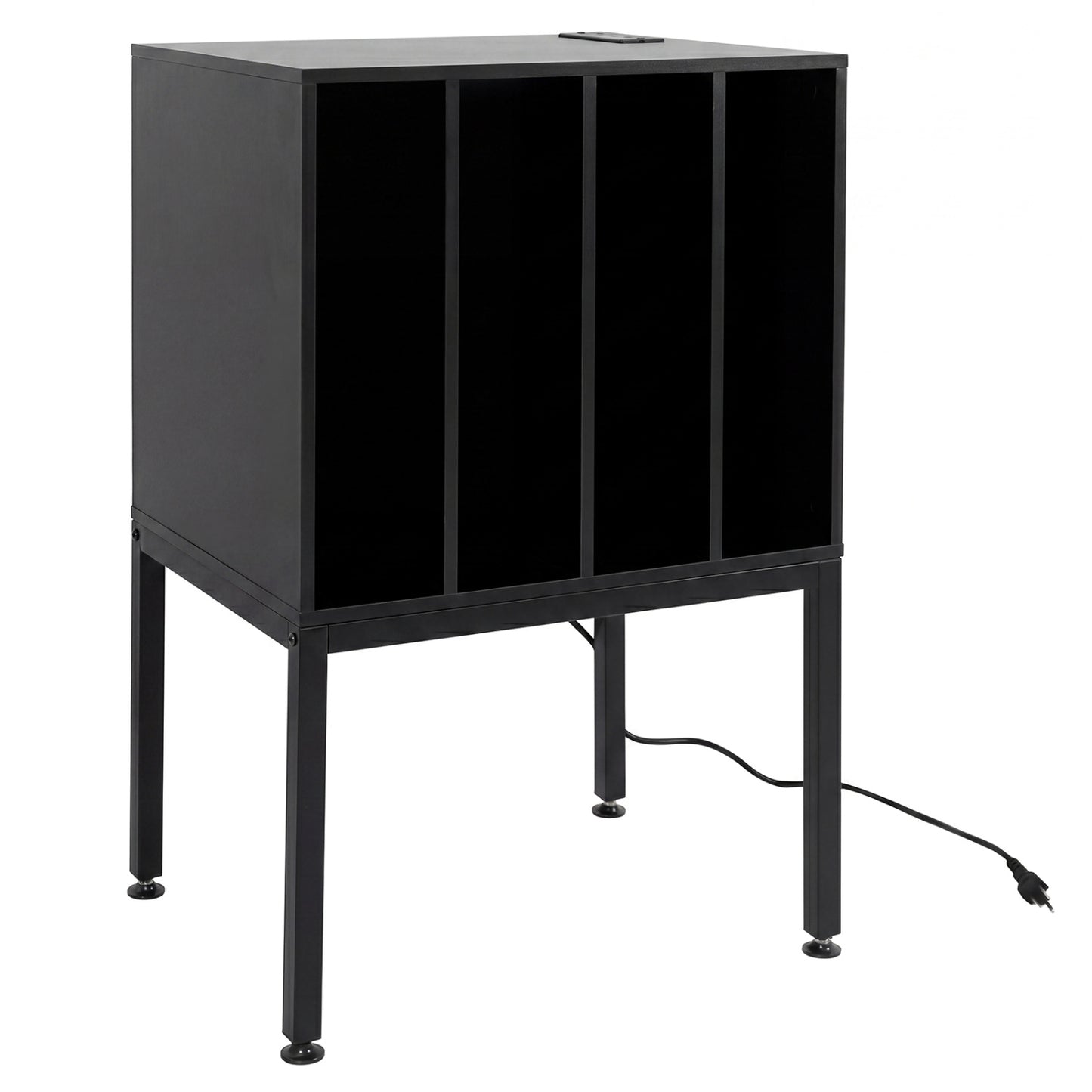 Turntable Record Player Stand With Power Outlets, Black End & Side Tables at Gallery Canada