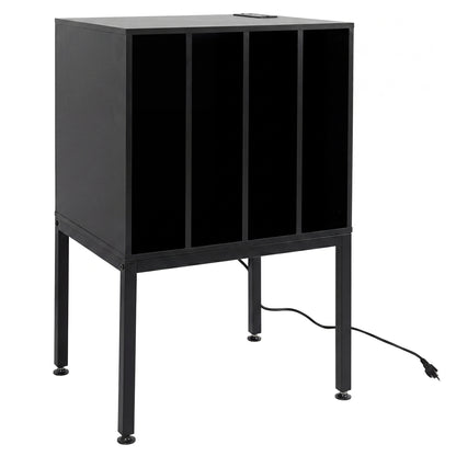 Turntable Record Player Stand With Power Outlets, Black End & Side Tables at Gallery Canada