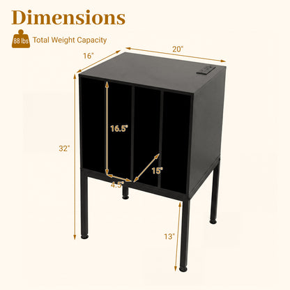 Turntable Record Player Stand With Power Outlets, Black End & Side Tables at Gallery Canada
