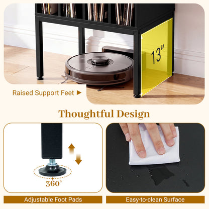Turntable Record Player Stand With Power Outlets, Black End & Side Tables at Gallery Canada