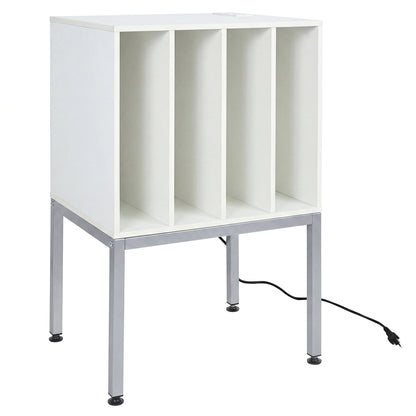 Turntable Record Player Stand With Power Outlets, White End & Side Tables White at Gallery Canada