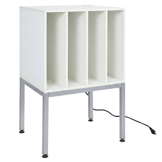 Turntable Record Player Stand With Power Outlets, White End & Side Tables White at Gallery Canada