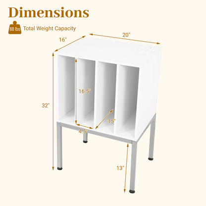 Turntable Record Player Stand With Power Outlets, White End & Side Tables at Gallery Canada