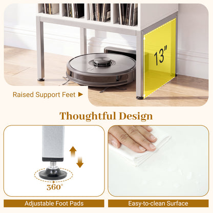 Turntable Record Player Stand With Power Outlets, White End & Side Tables at Gallery Canada