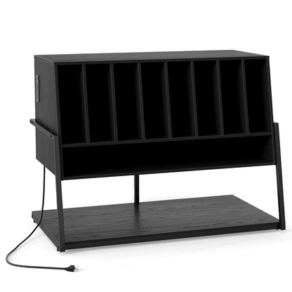 Turntable Stand With Vinyl Shelves, Charging Station, Black End & Side Tables Black at Gallery Canada