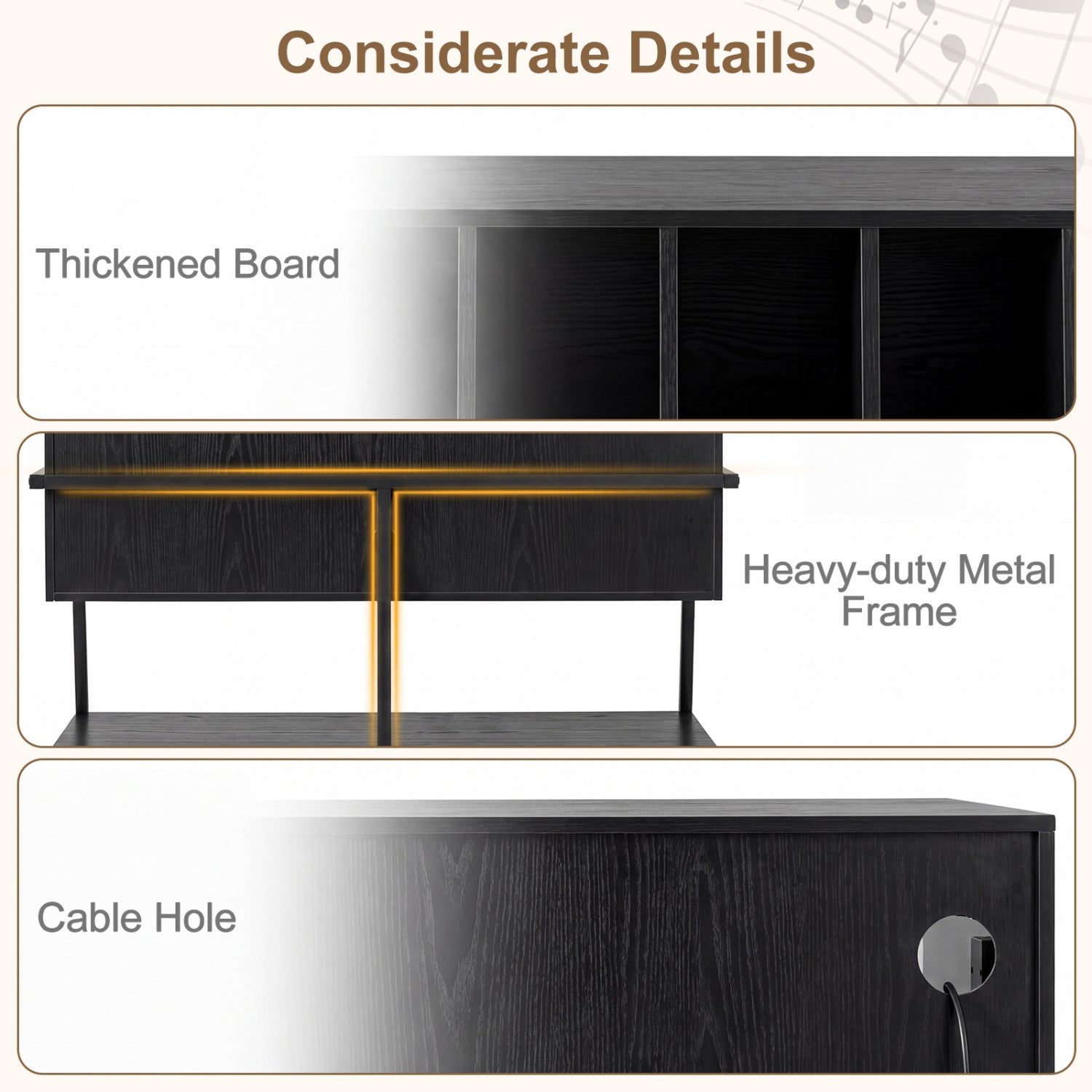 Turntable Stand With Vinyl Shelves, Charging Station, Black End & Side Tables at Gallery Canada