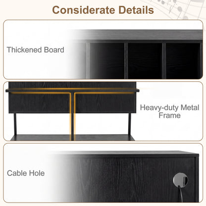 Turntable Stand With Vinyl Shelves, Charging Station, Black End & Side Tables at Gallery Canada