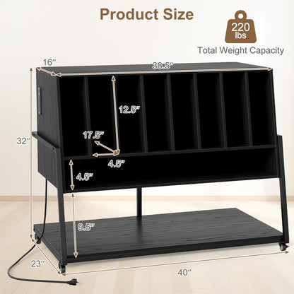 Turntable Stand With Vinyl Shelves, Charging Station, Black End & Side Tables at Gallery Canada