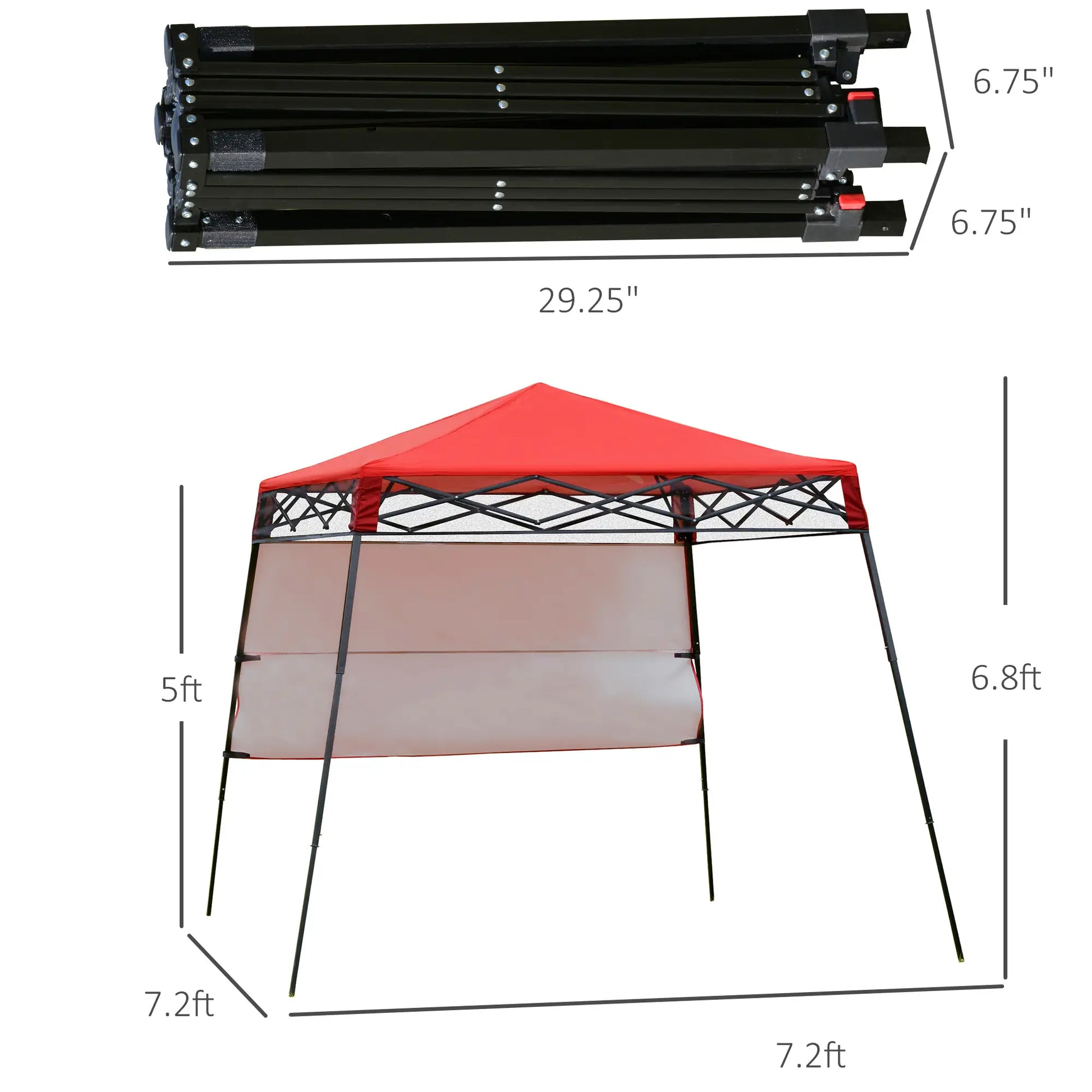 7' x 7' Foldable Gazebo Tent, Adjustable Legs, Black, Red Pop Up Canopies at Gallery Canada