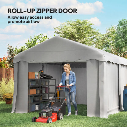 Portable Shed, 13' x 10', Roll-up Zipper Door, Removable Sidewalls, Light Grey Portable Shed at Gallery Canada
