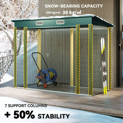 8 x 4FT Galvanized Metal Garden Shed, Double Doors, 2 Vents, Green Sheds at Gallery Canada