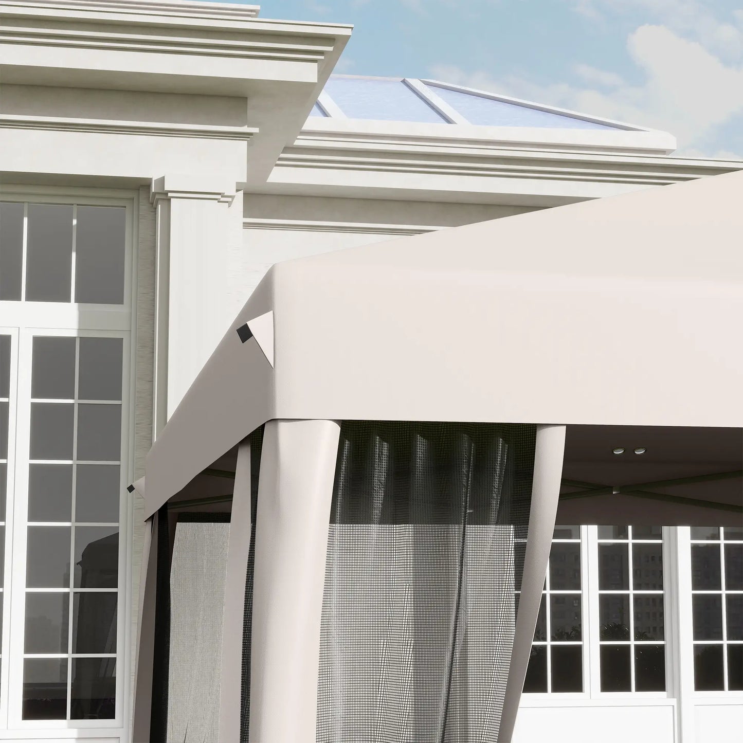 10' x 10' Pop Up Canopy Tent, Removable Mesh Sidewall, Carry Bag, Beige Pop Up Canopies at Gallery Canada