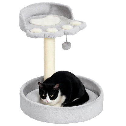 17" Small Cat Tree, Sisal Scratching Post, Dangling Ball, Bed, Light Grey Cat Trees at Gallery Canada