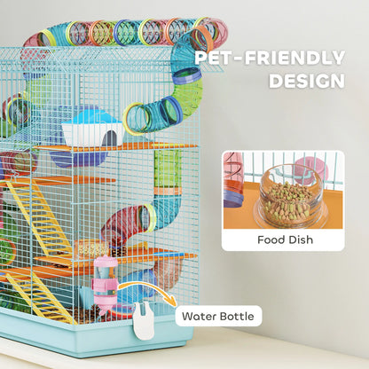 18.5" Hamster Cage, 5 Tiers, Tunnel Tube System, Exercise Wheel, Water Bottle, Light Blue Hamster Cages at Gallery Canada