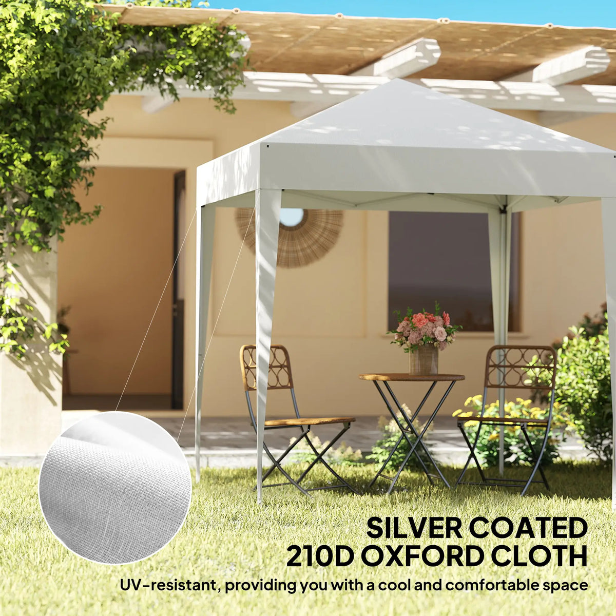 6.6'x6.6' Pop Up Canopy Tent, Instant Sun Shelter Gazebo, White