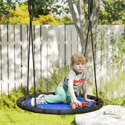 39 Inch Saucer Tree Swing, Adjustable Ropes, Outdoor, Navy Blue Gym Sets & Swings at Gallery Canada