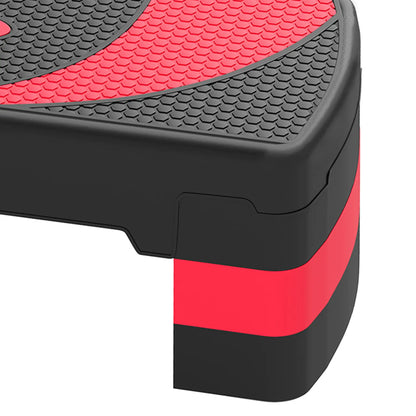Adjustable Aerobic Stepper, Exercise Step Platform, 4"-6"-8", Red