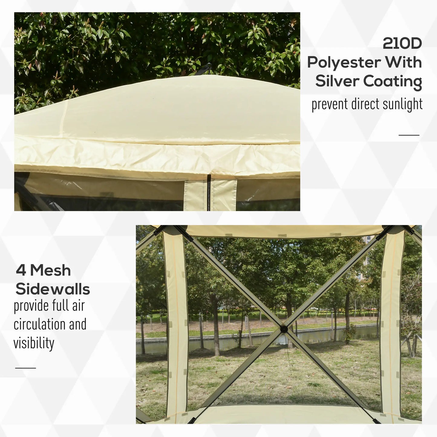 Pop-Up Tent, Foldable with Carry Bag, Zippered Door, Fits 3-4 People, Beige Pop Up Canopies at Gallery Canada