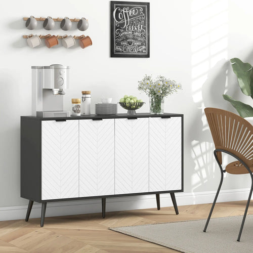 Modern Sideboard, Dining Cabinet with Adjustable Shelves, Black