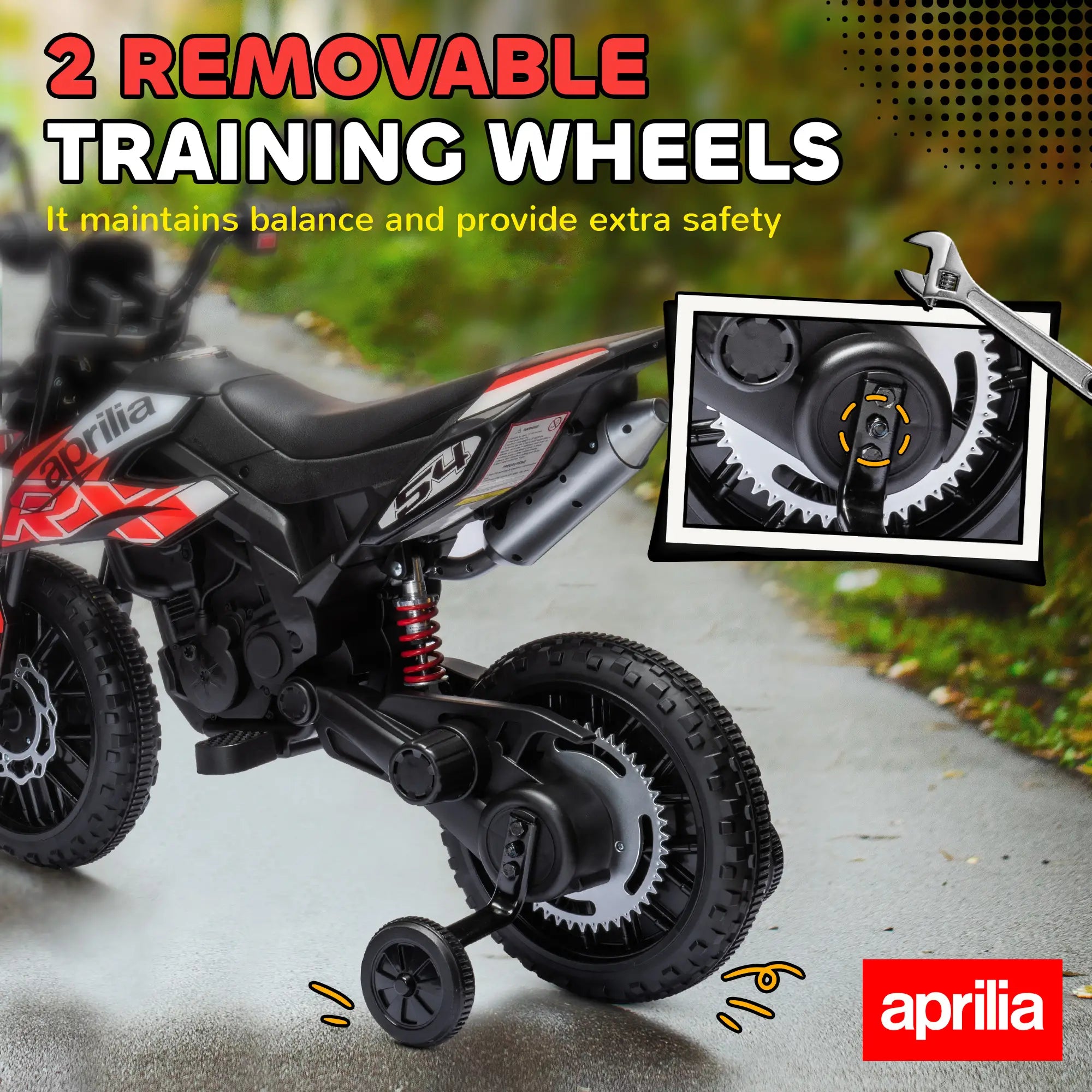 12V Kids Electric Motorcycle, Battery Powered Dirt Bike with Training Wheels, Red Electric Ride On Toys at Gallery Canada