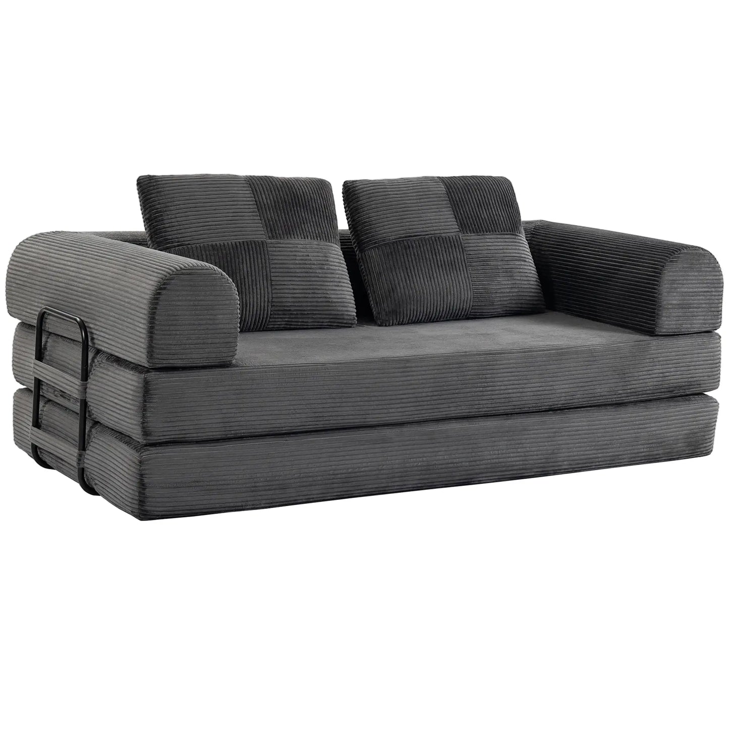 Canapé-lit convertible 5-en-1, causeuse en forme de L, gris foncé, gris foncé